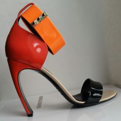 Nicholas Kirkwood Maeva Color Block Patent Leather Sandals Coral. Heel Measures Approximately 80mm/ 3 Inches. Patent-Leather, Silver Studs, Open Round Toe, Snap-Fastening Ankle Strap. Made In Italy Worn Once, In Great Condition. Nicholas Kirkwood Shoes, Nicholas Kirkwood, Leather Silver, Black Orange, Silver Studs, Women's Shoes Sandals, Orange Black, Leather Sandals, Patent Leather