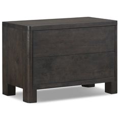 a dark wood dresser with two drawers