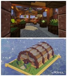 there are two different views of the same house in minecraft, and one is an old building