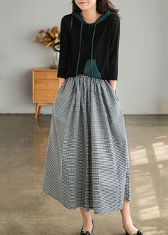 Diy Black Oversized Plaid Pockets Cotton Pants Skirt SummerFabric: Cotton 45%, Linen 55%Size & Fit: This garment fits true to size.Length: Size 2XL measures 35.1"from waist to hem.Waist:Fitted - elastic waist allows stretch Hip: Loosely Fitted. room for hips. Hand Wash Cold. Casual Baggy Black Skirt, Casual Black Baggy Skirt, Baggy Skirt For Fall, Baggy Fall Skirt, Baggy Black Maxi Skirt For Spring, Black Baggy Maxi Skirt For Spring, Spring Baggy Knee-length Bottoms, Baggy Black Cotton Skirt, Baggy Black Skirt For Spring