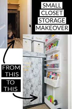 small closet storage makeover from this to this with instructions on how to use it