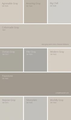 the different shades of gray paint are shown in this color palette, which is also available for