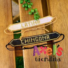 "Show your pride of being 100 % CHINGONA & LATINA! Heck yeah!  Handmade bracelets. Black and gold beaded CHINGONA bracelet. White and gold beaded LATINA bracelet. The beaded part is approximately 1/4\" wide by 4\" long.  It is one size & adjustable.  Note: Due to variations in computer monitor colors may vary slightly. If you have any questions, please feel free to contact us. We'll be happy to help. Follow us on Facebook & Instagram for coupon codes, offers & giveaways!" Gold Letter Beads Bracelets For Festival, Gold Festival Bracelets With Letter Beads, Gold Bracelets With Letter Beads For Festivals, Gold Beaded Bracelets With Letter Beads For Festival, Adjustable Gold Beaded Wristband, Guadalupe Bracelet, Adjustable Beaded Bracelet, Bracelets Black, Heck Yeah