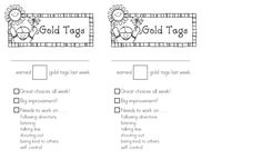 the gold tags worksheet is filled with information for students to use in their classroom