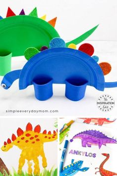 These dinosaur art project ideas are a fun at home preschool activity for 3 year olds. They're fun to do over the summer and are a hands on activity to get some screen free play!   #dinosaurs #artforkids #kidsart #preschoolactivities #preschool #preschoolers #3yearolds #athomeactivities #summercrafts #summeractivities #handsonactivities #screenfreeplay #prek #kindergarten #dinosauractivities #kidsandparenting #ideasforkids #kids At Home Preschool, Dinosaur Art Projects, Dinosaur Activities Preschool, Home Preschool, Projects For Home, Dinosaurs Preschool, Dinosaur Activities, Dinosaur Crafts