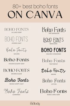 an image of font and numbers on a white background with the words'best boho font