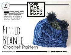 a crocheted hat with a pom - pom on the top and bottom