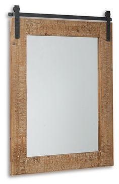 Lanie Accent Mirror image Faux Barn Door, Modern Farmhouse Furniture, Rustic Farmhouse Furniture, Industrial Mirrors, Rustic Ladder, Barn Door Track, Door Track, Brown Shade, Industrial Wall