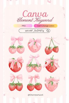 Canva Element Keyword Coquette Core 🎀 Credits to the owner @Chonnieartwork Canva Sets, Coquette Strawberry, Crochet Leg Warmers