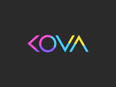 the word kova written in multicolors on a black background