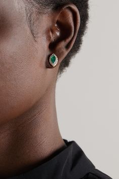 House of Meraki uses emeralds from across the world, but it was founder Gargi Rathi's childhood in Zambia and the exquisite glisten of its native jewels that inspired her to create her label. These 'Myra Mini' earrings are crafted from 18-karat gold set with diamonds to beautifully frame a Gemfields Zambian emerald centerpiece. A jewelry brush will help to keep them dazzling. Green Marquise Earrings For Formal Occasions, Green Marquise Fine Jewelry Earrings, Fine Jewelry Green Marquise Earrings, Green Marquise Earrings Fine Jewelry, Green Marquise Earrings In Fine Jewelry Style, Emerald And Diamond Earrings, Mini Earrings, Zambian Emerald, Emerald Earrings