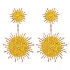 PRICES MAY VARY. 🌞RAFFIA DANGLE EARRINGS : Must-Have for your Summer Beach Vacation! Raffia earrings have become a hot trend for summer earrings in recent years. Our raffia earrings are the perfect choice to showcase your summer style and personal taste. 🌴UNIQUE DESIGN: These boho rattan earrings are designed in the shape of sunburst with superb craftsmanship, making it a shining star in the summer sun. 🏖️HANDMADE WITH LOVE: Each pair of boho statement sunburst earrings is wrapped with natura Sunburst Earrings, Raffia Earrings, Rattan Earrings, Earrings For Summer, Straw Weaving, Summer Beach Vacation, Dangle Earrings Boho, Summer Earrings, Summer Earring