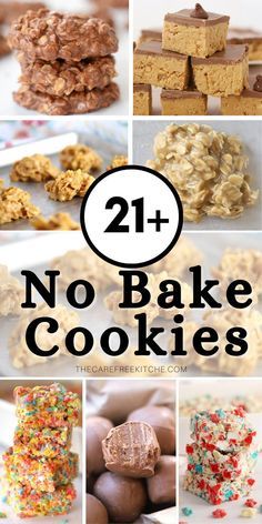 no bake cookies collage with text overlay