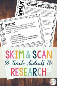 skim and scan to teach students to research