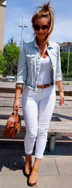 Jeans Blancos Outfit Mujer, Outfit Mujer Casual, Pantalon Blanco Outfit, 2019 Outfits, White Pants Outfit, 2023 Outfits, Looks Jeans, White Jeans Outfit, Chique Outfits