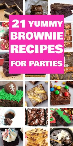 21 creative and delicious brownie recipes perfect for parties; collage of various brownie styles. Easy Brownie Recipes, Best Brownie Recipes, Yummy Brownie Recipes, Coconut Flour Brownies, Pumpkin Cheesecake Brownies, Classic Brownies Recipe, Chocolate Peppermint Brownies, Brownie Ideas