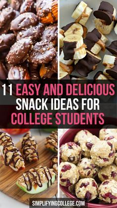 collage of snacks and desserts for college students