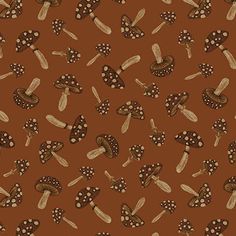 Studio E Fabrics Dark Forest Mushrooms Rust Fabric Large Mushroom, Brown Mushroom, Colors Shades, Sewing Fabrics, Caramel Brown, Forest Design, Dark Forest, Quilt Shop, Cotton Quilts