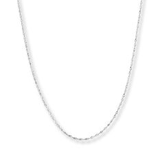 This chic Singapore chain necklace for her is styled in 14K white gold. The 24-inch necklace secures with a lobster clasp. Cross Jewelry Necklace, 20 Inch Necklace, Jewelry Education, Jewelry Advice, 16 Inch Necklace, White Gold Chains, Jewelry Kits, Sterling Silver Dangle Earrings, Small Pendant