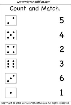 worksheet for counting the number five to 10 with four dices on it