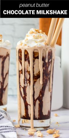 chocolate milkshake with whipped cream drizzled on top