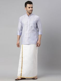 vastramay mens lavender color shirt and mundu set Formal Cotton Kurta For Festivals, Formal Festival Cotton Kurta, Traditional White Shirt For Festivals, Traditional Purple Kurta For Formal Occasions, Traditional Festive Shirt For Formal Occasions, Cotton Traditional Wear For Semi-formal Occasions, Traditional Purple Formal Kurta, Semi-formal Cotton Traditional Wear With Long Sleeves, Cotton Traditional Long Sleeve Semi-formal Wear