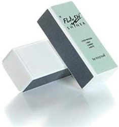 a close up of a white and black business card holder on a white surface with the word flash men printed on it