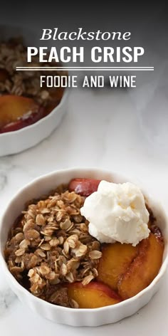 two bowls filled with food and topped with whipped cream