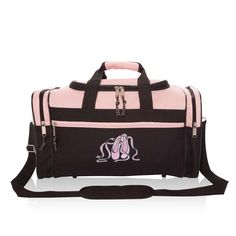 EMBROIDERED - Ballet Shoes on front pocket of bag, stitched with premium threading to ensure long-lasting quality FEATURES: Classic Duffel bag, spacious main zippered compartment, two end zippered pockets to store accessories, front zippered pocket, adjustable and removable shoulder strap SPACIOUS SIZING: 17 in. (Length) X 10 in. (Height) X 9 in. (Width) PERFECT GIFT - Great gifts for family, friends, loved ones, perfect for dance sessions, ballet studio lessons BAG COLORS : Black , Pink If you Pink Duffle Bag With Zipper For Overnight Trips, Pink Duffle Bag With Zipper Closure For Overnight Trips, Pink Rectangular Gym Bag With Zipper Closure, Rectangular Pink Gym Bag With Zipper, Pink School Duffle Bag With Zipper Closure, Pink Bags With Zipper Closure For Overnight Trips, Rectangular Gym Bag With Zipper For School, Dance Essentials, Ballet Studio