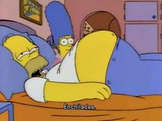 the simpsons is laying in bed with his head on his pillow and texting that reads, enchiladas