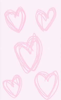 four hearts drawn in pink on a white background