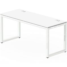 a white desk with metal legs on an isolated background