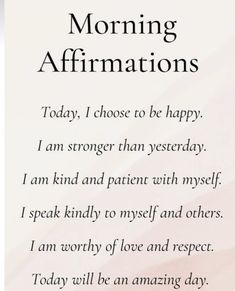 a poem written in black and white with the words'morning affirmationss '