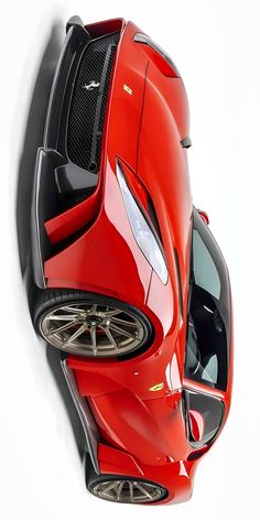 an overhead view of a red sports car