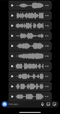 an iphone screen showing the sound selectors for different types of audio waves and lines