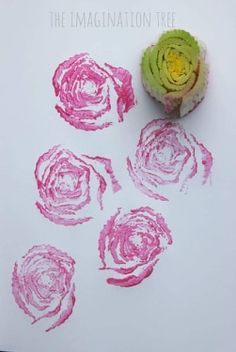 an image of pink roses with celery stalks in the center on a white background