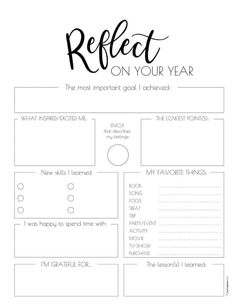 How To Do An End of the Year Reflection + Free Printable Worksheet | Business Printable Planner by  Billy Larson 2024 Goals Worksheet, This Year I Will, Book Reflection Template, New Years Goal Setting Worksheet, Self Reflection Worksheet Free Printable, Self Reflection Template, Yearly Review Template, Year Recap Powerpoint, Goal Setting For New Year