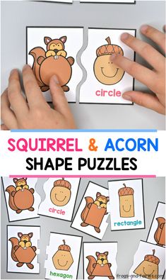 the squirrel and acorn shape puzzles are perfect for preschoolers to practice their skills