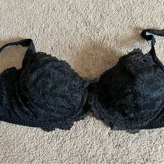 No Padding, See-Through Black Underwire Bra With Lace Trim, Black Full Cup Lace Bra, Black Lace Full Cup Bra, Victoria's Secret Black Lace Bra, Black Full Cup Bra Partially Lined, Black Lace Underwire Bra, Black Full Cup Stretch Bra, Black Stretch Bra With Lace Trim, Black Stretch Full Cup Bra