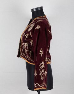 Antique Ottoman Turkish sarma technique jacket in silk velvet 1900s Long Sleeve Velvet Outerwear For Costume, Long Sleeve Velvet Costume Outerwear, Festive Velvet Long Sleeve Outerwear, Vintage Velvet Outerwear For Costume, Vintage Velvet Costume Outerwear, Traditional Velvet Long Sleeve Outerwear, Traditional Long Sleeve Velvet Outerwear, 1900s Fashion, Antique Ottoman