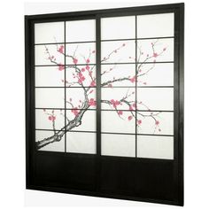 This fantastic Cherry Blossom Shoji Sliding Door Kit comes with two sliding doors, top and bottom tracks, and right and left door jambs. It is an elegant and subtle way to bring a sophisticated Asian accent to your space. Size: 5 Panels.  Color: Black. Shoji Sliding Doors, Shoji Room Divider, Shoji Doors, Pintu Interior, Sliding Room Dividers, Stain On Pine, Japanese Interiors, Asian Furniture, Shoji Screen