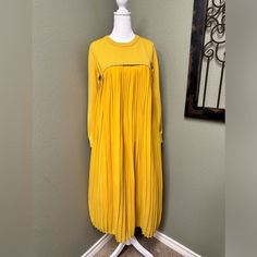 Anthropologie English Factory Marigold Long Sleeve Midi Sweater Dress Size Medium Nwot Perfect Condition, No Flaws Yellow Pleated Dress For Daywear, Yellow Long Sleeve Midi Dress, Gold Long-sleeved Dress For Work, Gold Long Sleeve Dress For Work, Long Sleeve Gold Dress For Work, Spring Gold Midi Dress For Work, Spring Long Sleeve Gold Midi Dress, Gold Midi Dress For Spring Workwear, Gold Long Sleeve Midi Dress For Spring