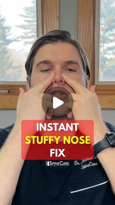 Dr. Michael Rowe | SpineCare on Instagram: "Dr. Rowe shows an easy exercise you can use throughout the day to help clear a stuffy nose.

This exercise requires no equipment (other than maybe a tissue :) and can help drain nose and sinus congestion within 30 seconds.

Let us know how it works for you!

#stuffynose #cloggednose #sinus #sinusrelief #nose #spinecare #drrowe" Nasal Pressure Relief, Acupressure For Stuffy Nose, Natural Remedies For Stuffy Nose, Face Massage To Clear Sinuses, How To Drain Sinuses And Ears, Clear Nasal Congestion Fast, Clear Sinuses Naturally, How To Unstop Your Nose, How To Fix A Stuffy Nose