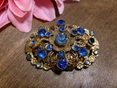 Gorgeous~Vintage Art Deco Czech Style Blue Glass Filigree Brooch | eBay Czech Style, Jewelry Pins, Vintage Art Deco, Vintage Watches, Blue Glass, Antique Jewelry, Brooch Pin, Vintage Art, Vintage Antiques