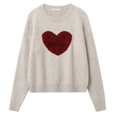 Warm Red Heart Sweater - Free Size / Grey/red - Sweater Red Heart Sweater, Gothic Harajuku Fashion, Kawaii Sweater, Egirl Fashion, Dark Academia Clothing, Anime Lingerie, Egirl Outfits, Aesthetic Dark Academia, Love Free