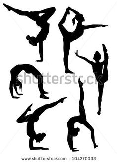 silhouettes of people doing yoga poses in different positions stock photo - image 34987