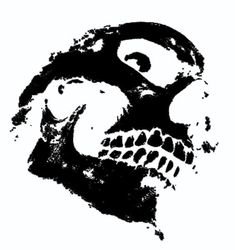 a black and white drawing of a skull