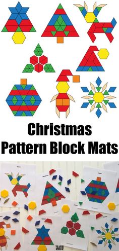 christmas pattern block mats for kids to make