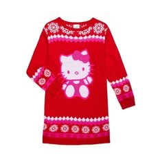 The Hello Kitty Girls Holiday Long Sleeve Sweater Dress is an adorable and festive outfit perfect for young fans of the beloved character. Available in sizes 4 to 12, this sweater dress features a charming holiday-themed design with Hello Kitty in a seasonal setting. Crafted in a soft, warm knit, it provides comfort and warmth for cooler weather, making it ideal for holiday celebrations, family gatherings, or everyday wear. This dress adds a touch of Hello Kitty's cuteness and holiday cheer to your child's wardrobe! Size: 4/5.  Color: Red.  Gender: female.  Age Group: kids. Girls Sweater Dress, Hello Kitty Clothes, Girls Holiday, Dress With Long Sleeves, Long Sleeve Sweater Dress, Cosplay Dress, Holiday Sweater, Kids Outfits Girls, Cooler Weather