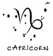 capricorn zodiac sign with stars and the word capricorn written in cursive writing